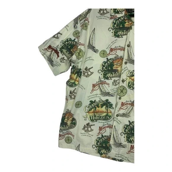 Jimmy Buffett Margaritaville XLarge Changes in Latitudes Hawaiian Shirt Cream - Picture 2 of 11